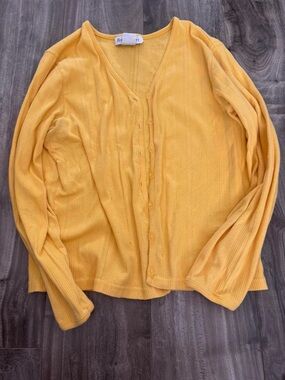 Yellow V-Neck Button Front Women's Cardigan Sweater